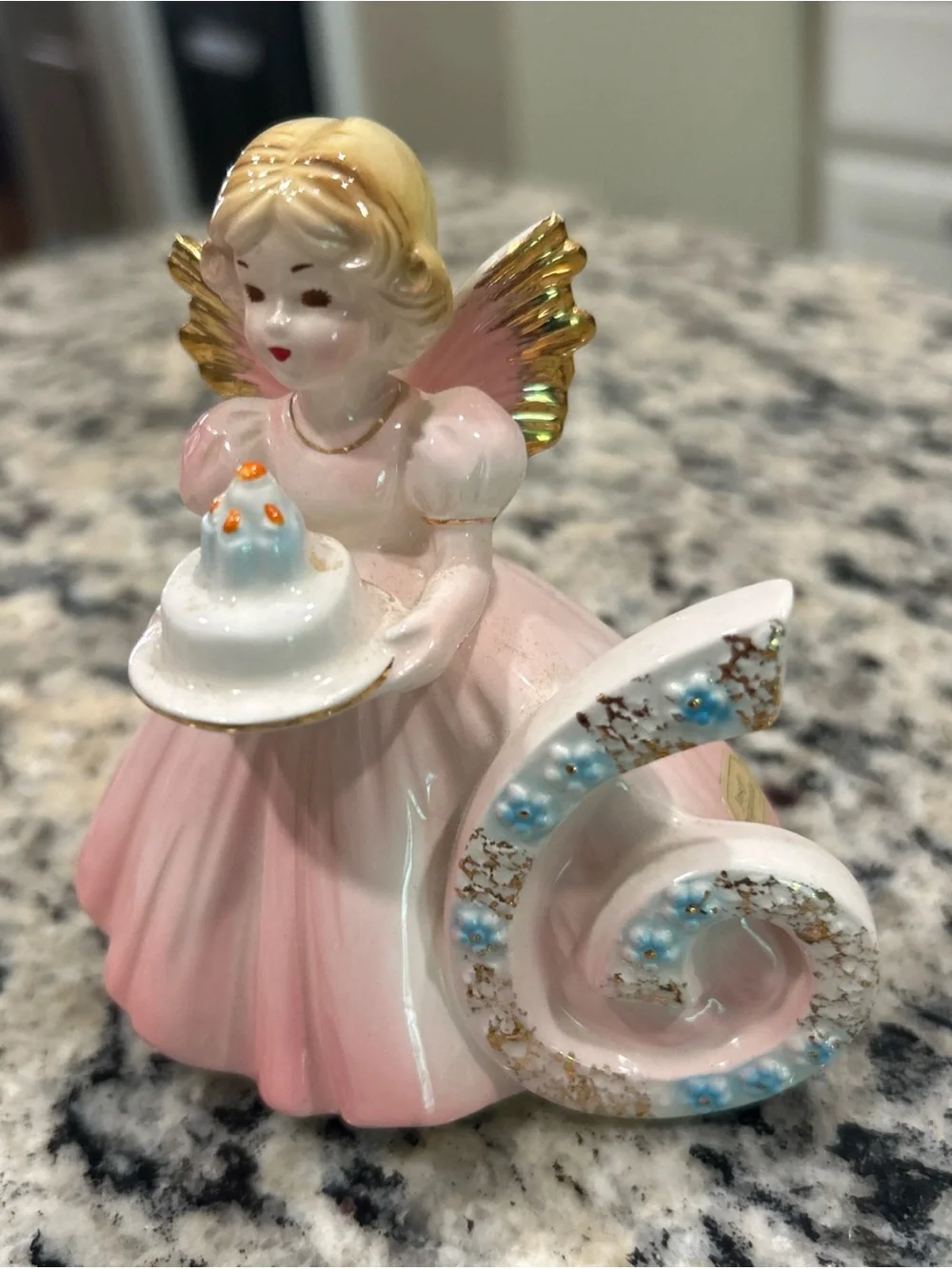 Josef Original 6 Year Old Birthday Angel Girl Figurine Cake Topper/ Shelf Sitter